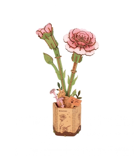 3D Wooden Puzzle Pink Carnation