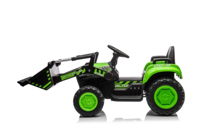 Trattore elettrico per bambini con pala verde