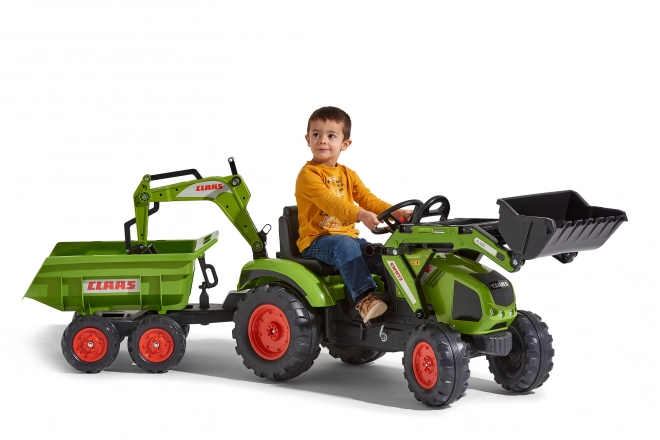 Pedal Tractor Claas Axos - with front and rear loader + trailer