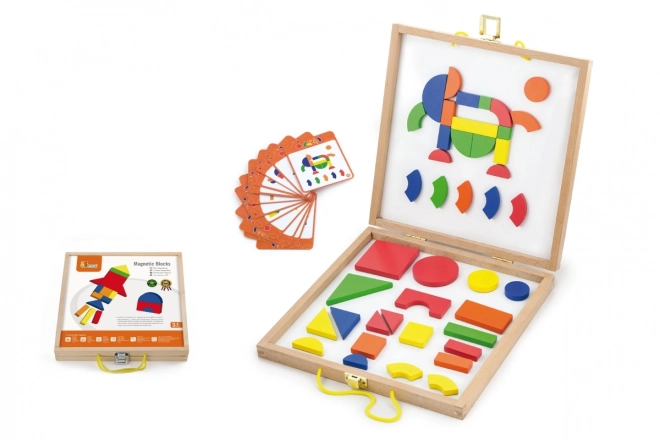 Wooden Magnetic Building Set in Case