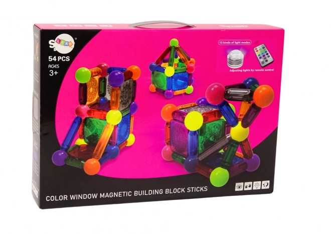 Magnetic Blocks Set with LED Light 54 Pieces