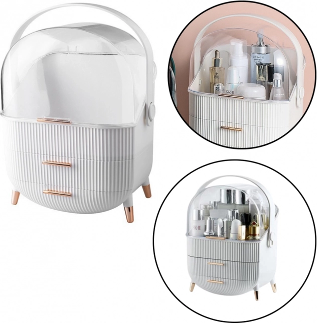 White Cosmetic Organizer with Openable Lid