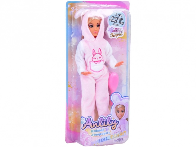 Anlily doll in bunny costume with brush