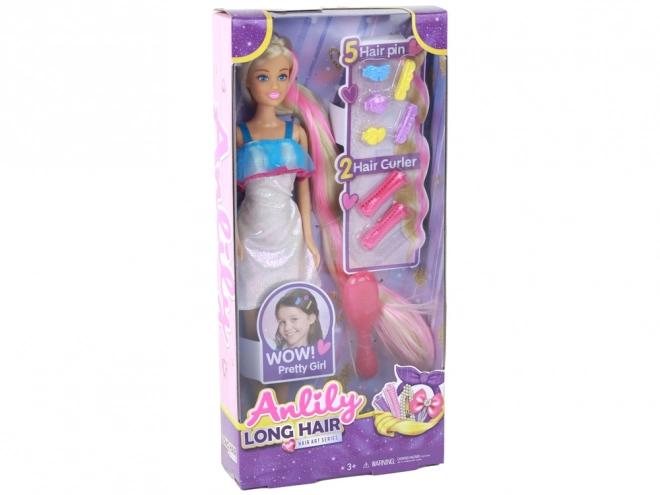 Doll Anlily Long Blonde Hair Hairstyling Set