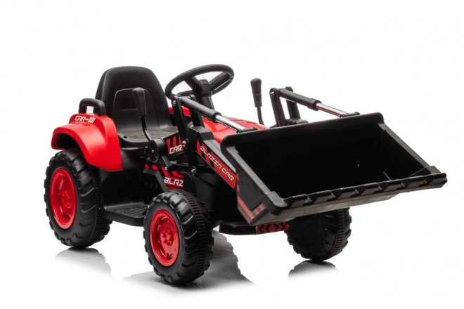 Trattore rosso per bambini con batteria ricaricabile e pala
