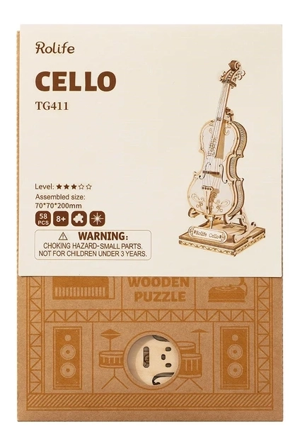 Robotic Wooden 3D Puzzle Cello