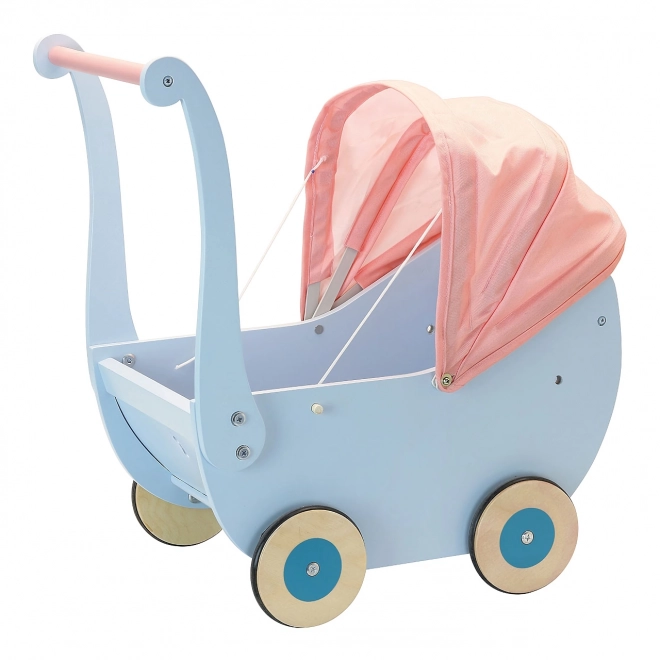 Petitcollin Wooden Doll Stroller Blue