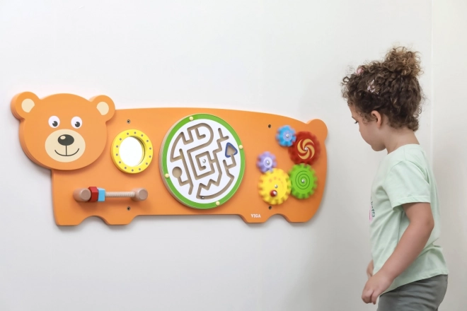 Wooden Wall Game with Bear Motif