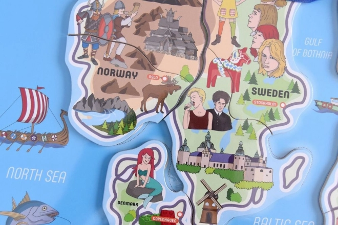 Wooden Magnetic Europe Map