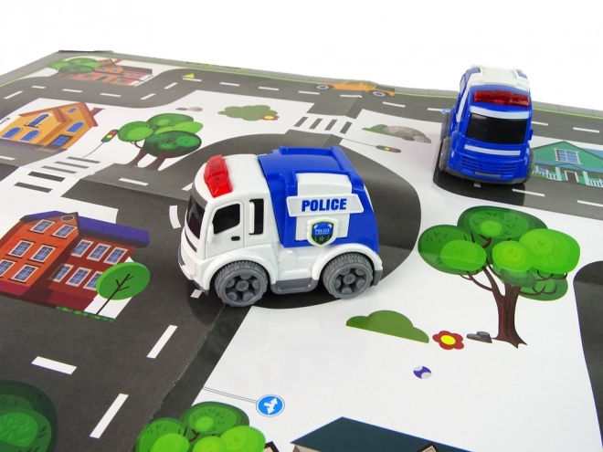 Toy Car Set with Traffic Lights and Road Signs