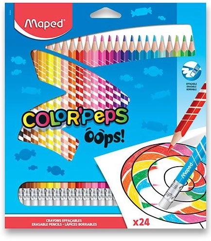 Color'Peps Erasable Triangular Colored Pencils 24 Pack