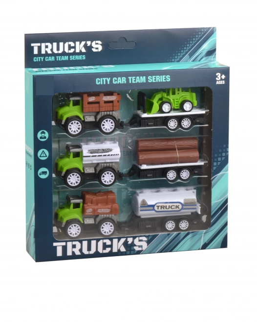 Pull-Back Toy Cars with Trailers Set