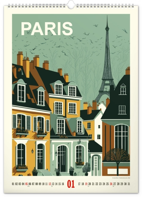 Wall calendar travel posters - world cities 2025