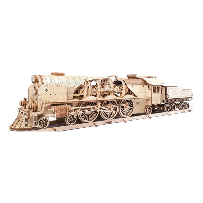 Ugears 3D Wooden Mechanical Puzzle Steam Locomotive V-Express 4-6-2 with Tender