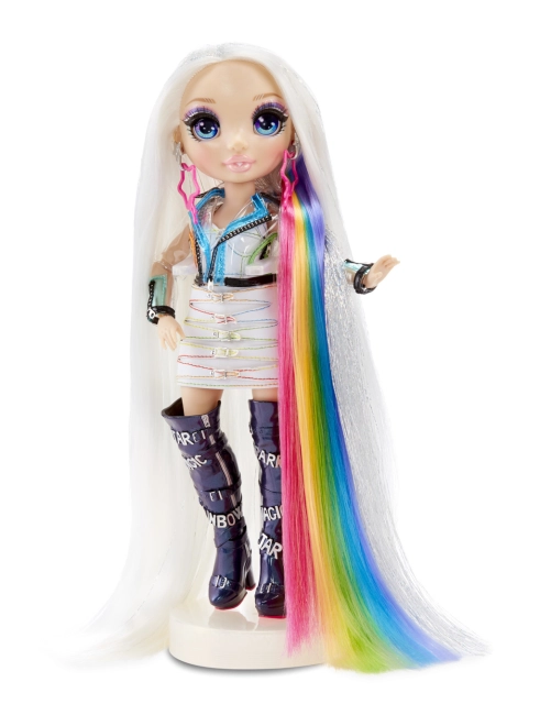 Bambola premium con chioma platino e arcobaleno