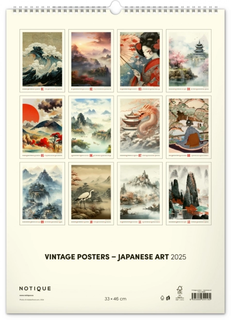 Wall Calendar Vintage Posters Japanese Art 2025