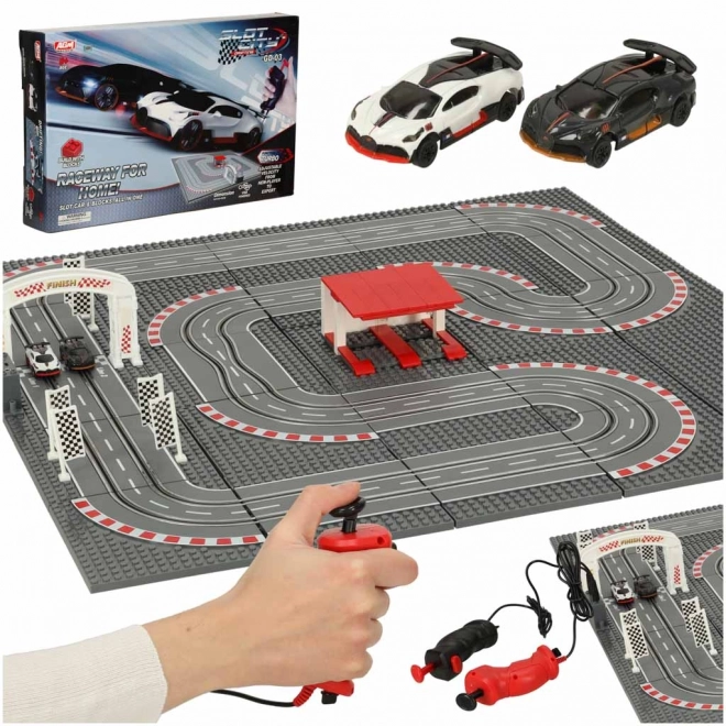 Electric Police Race Car Track and Building Blocks Set