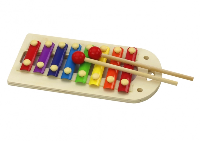 2-in-1 Dinosaur Xylophone Hammer Toy Wood Red