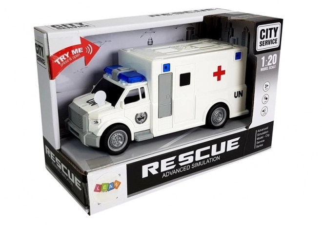 Friction-Powered Medical Ambulance Toy with Sound 1:20 Scale