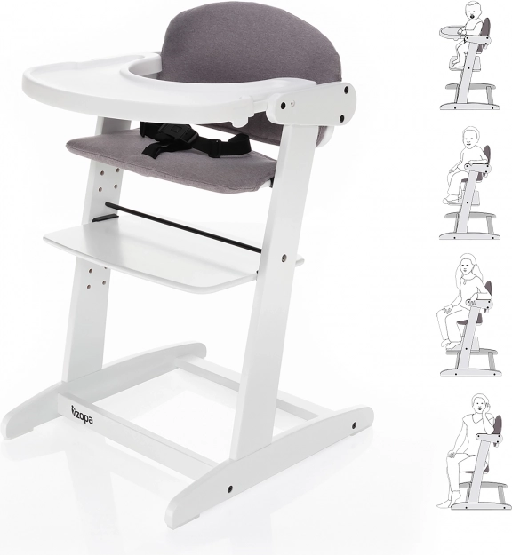 Sedia cresci bambini Zopa Grow Up, bianca/grigia
