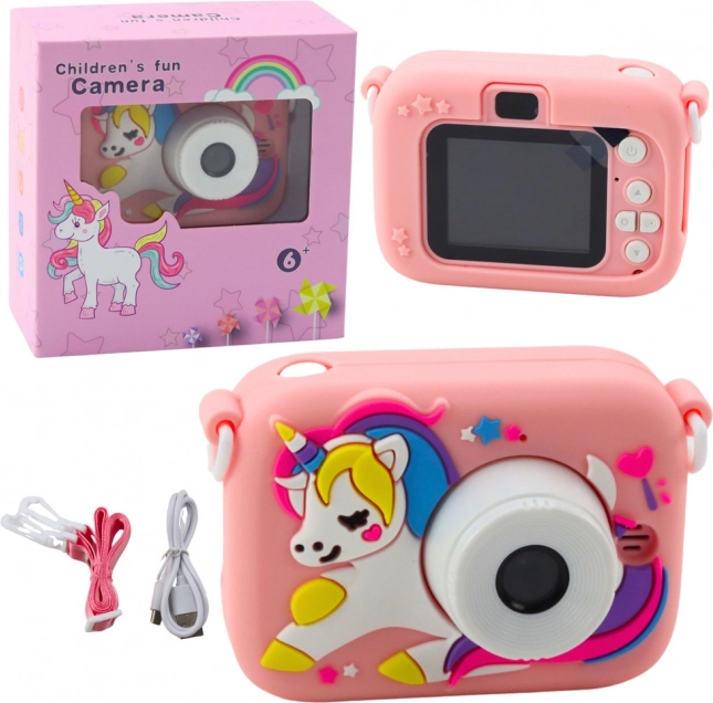 Fotocamera per Bambini Unicorno Rosa 48Mpx HD 1080P