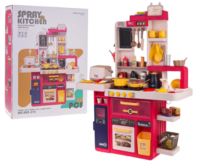 interactive kitchen playset with lights, sound, and water features