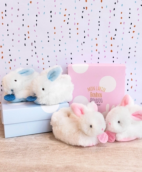 Doudou Gift Set - Bunny Rattle Booties for Infants