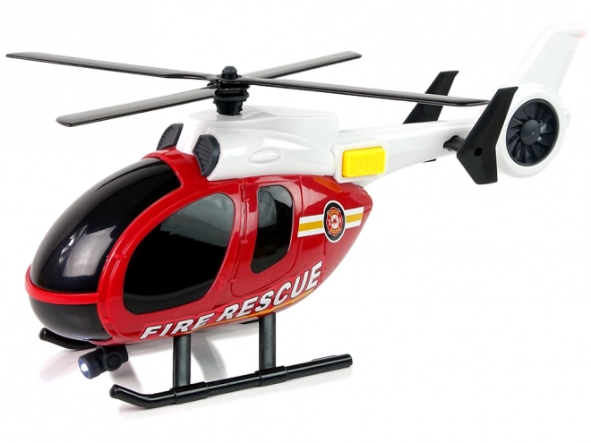 Fire Rescue Set with Tow Truck, Car, and Helicopter