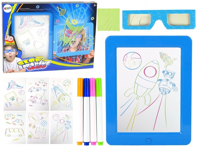 Magical Illuminated 3D Drawing Board with Blue Glasses