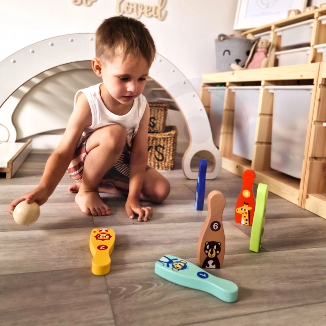 Gioco del Bowling in Legno per Bambini