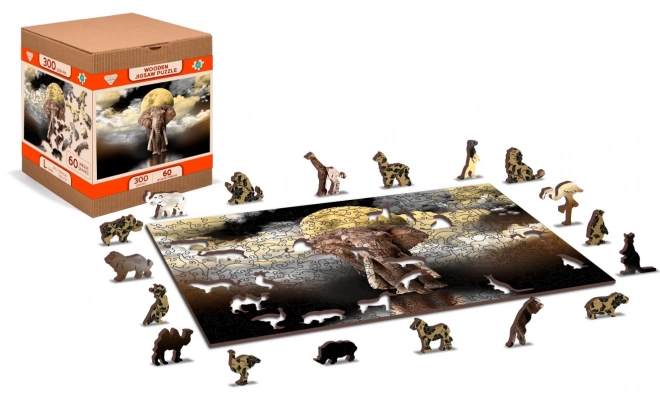 Wooden City Elephant Dreams Double-Sided Wooden Puzzle