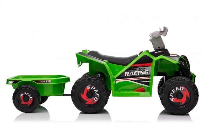Akkumulátoros zöld quad utánfutóval
