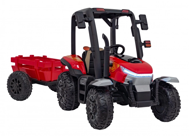 Traktor s přívěsem červený