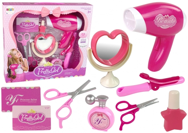 Beauty Hairdressing Set for Girls with Battery-Powered Hairdryer