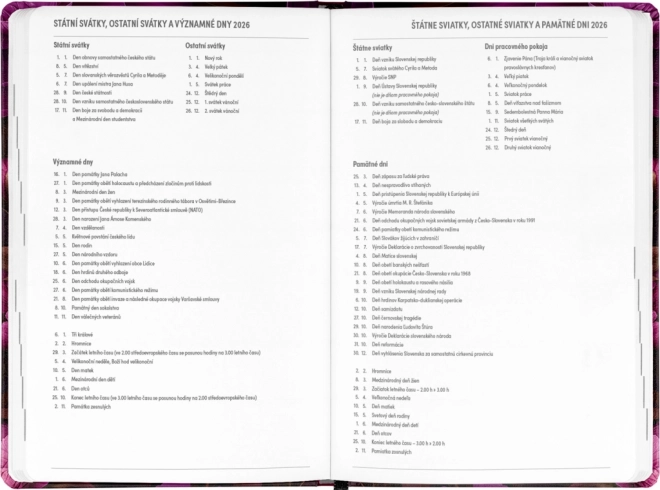 Agenda NOTIQUE 18 mois Petito – Fleurs violettes 2025/2026, 11 x 17 cm