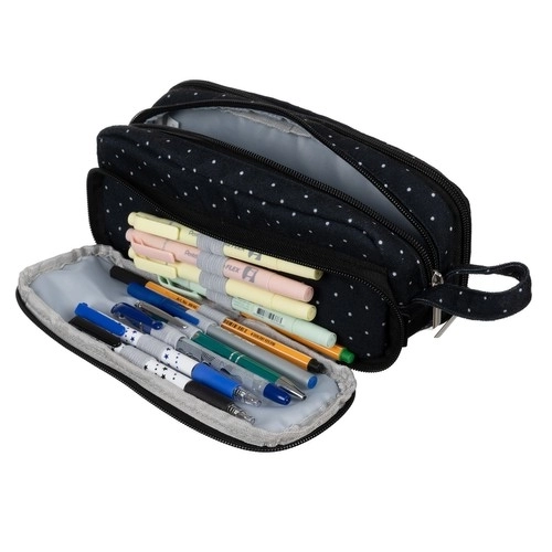 Expandable Triple Pencil Case - Black