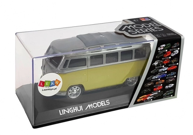 Yellow Pull-Back Toy Bus with Lights and Sound