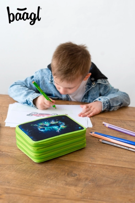 School Pencil Case Three-Tier Futbol Player