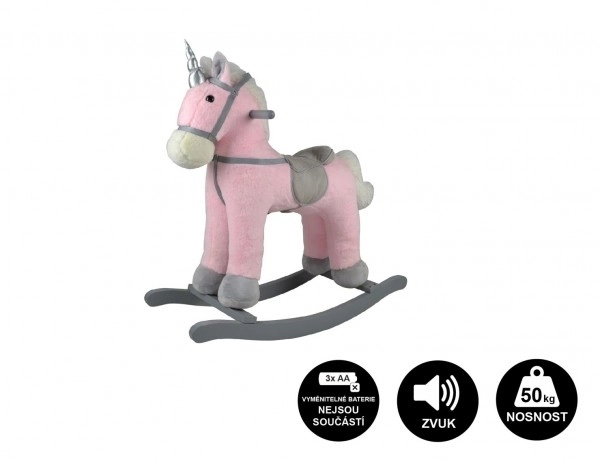 Plush Pink Rocking Horse with Sound and Movement – Pink