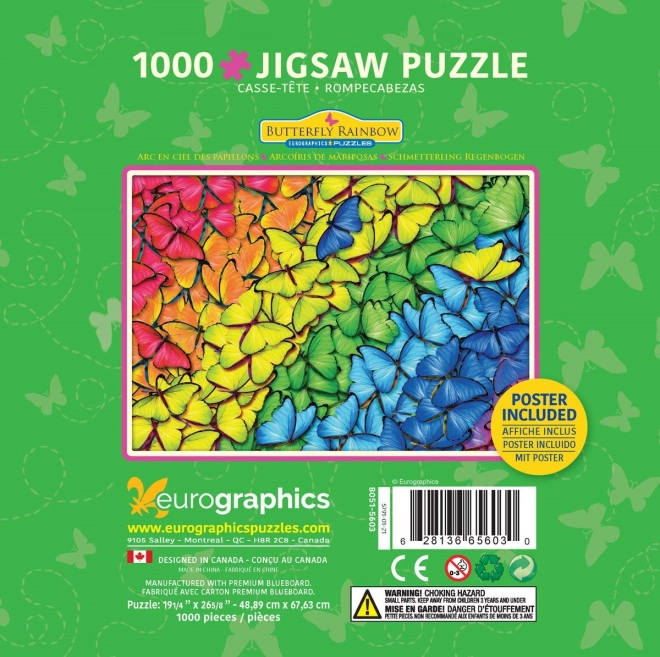 Eurographics Puzzle Metal Tin Butterfly Rainbow 1000 Pieces