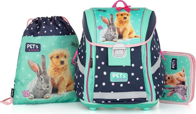 School Bag Set for Kids with a Pet Design