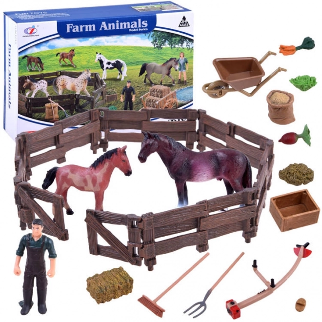 Animal Figurine Set Farm Horses – B