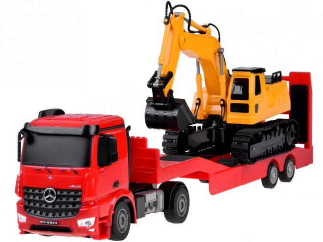Mercedes Remote Control Truck Set with Excavator 1:26 Scale
