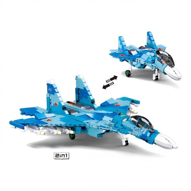 Sluban Model Building Set: Su-27 Fighter Jet 2-in-1