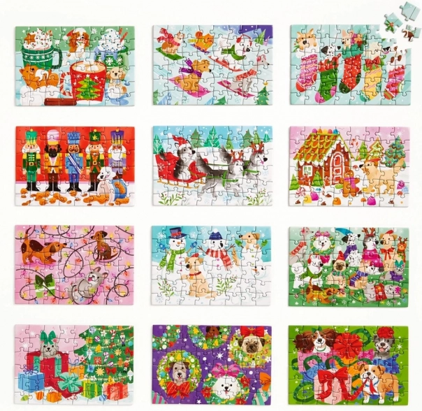 Kerst aftellen puzzelset 12 stuks