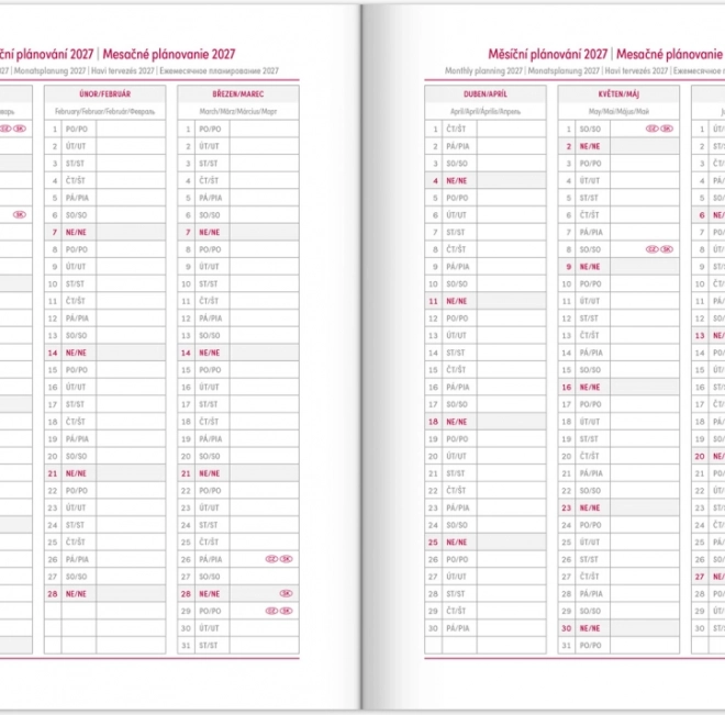 Wekelijkse agenda Notique Aprint 2026 blauw