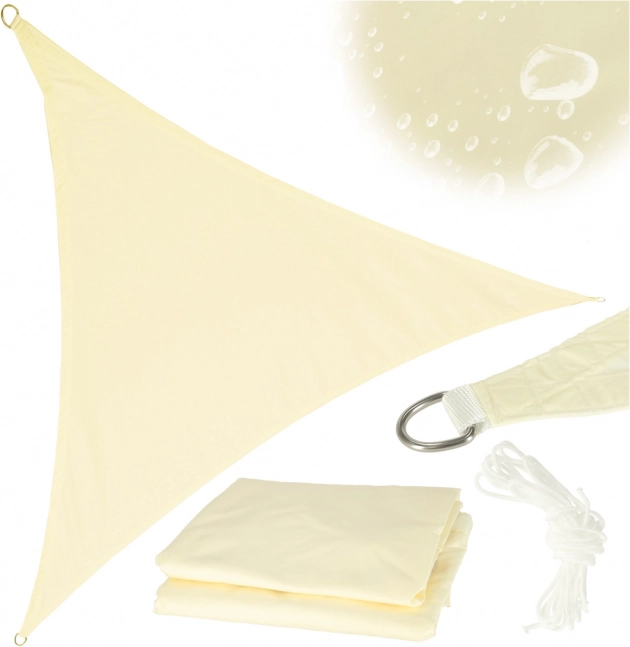 Voile d’ombrage extérieur terrasse imperméable triangulaire beige 4x4x4 m