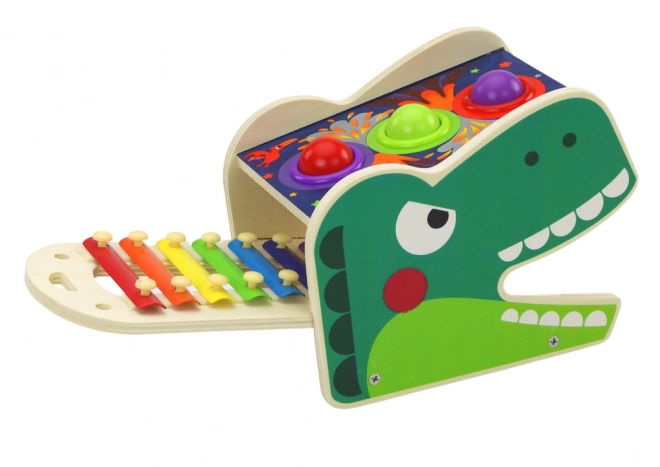 2-in-1 Dinosaur Xylophone Hammer Toy Wood Red