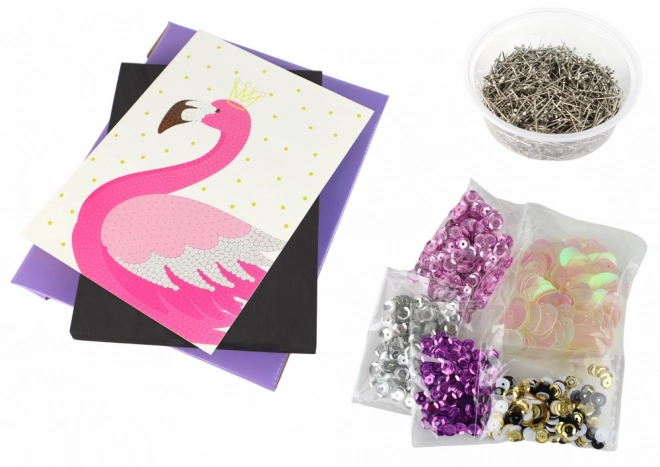 Creative DIY Set Sequin Pins Flamingo Frame