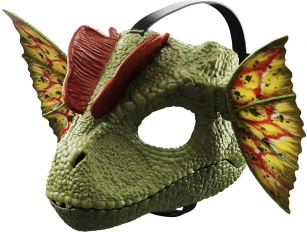 Dilophosaurus maska Jurský svet so zvukmi a vodným efektom